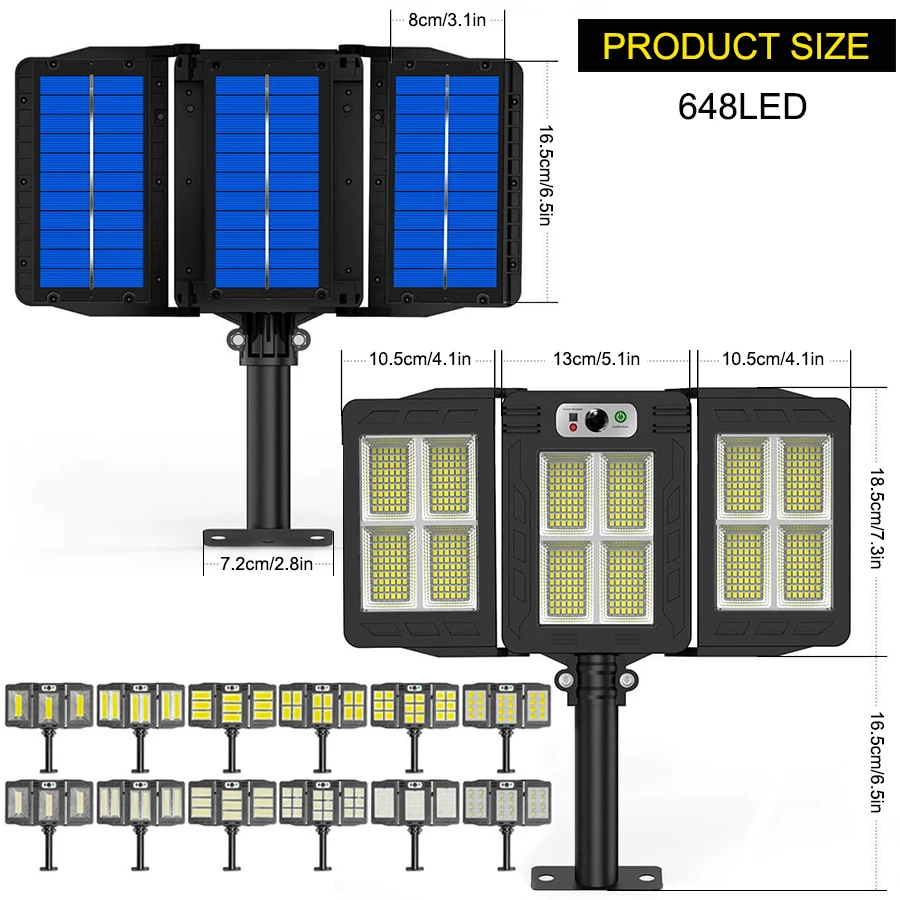 solar garden lights Foldable 3-Side 360° Solar Powered Street Light Garage Wall Lamp Outdoors FloodLight Remote Controll Human Induction Courtyard best outdoor solar lights