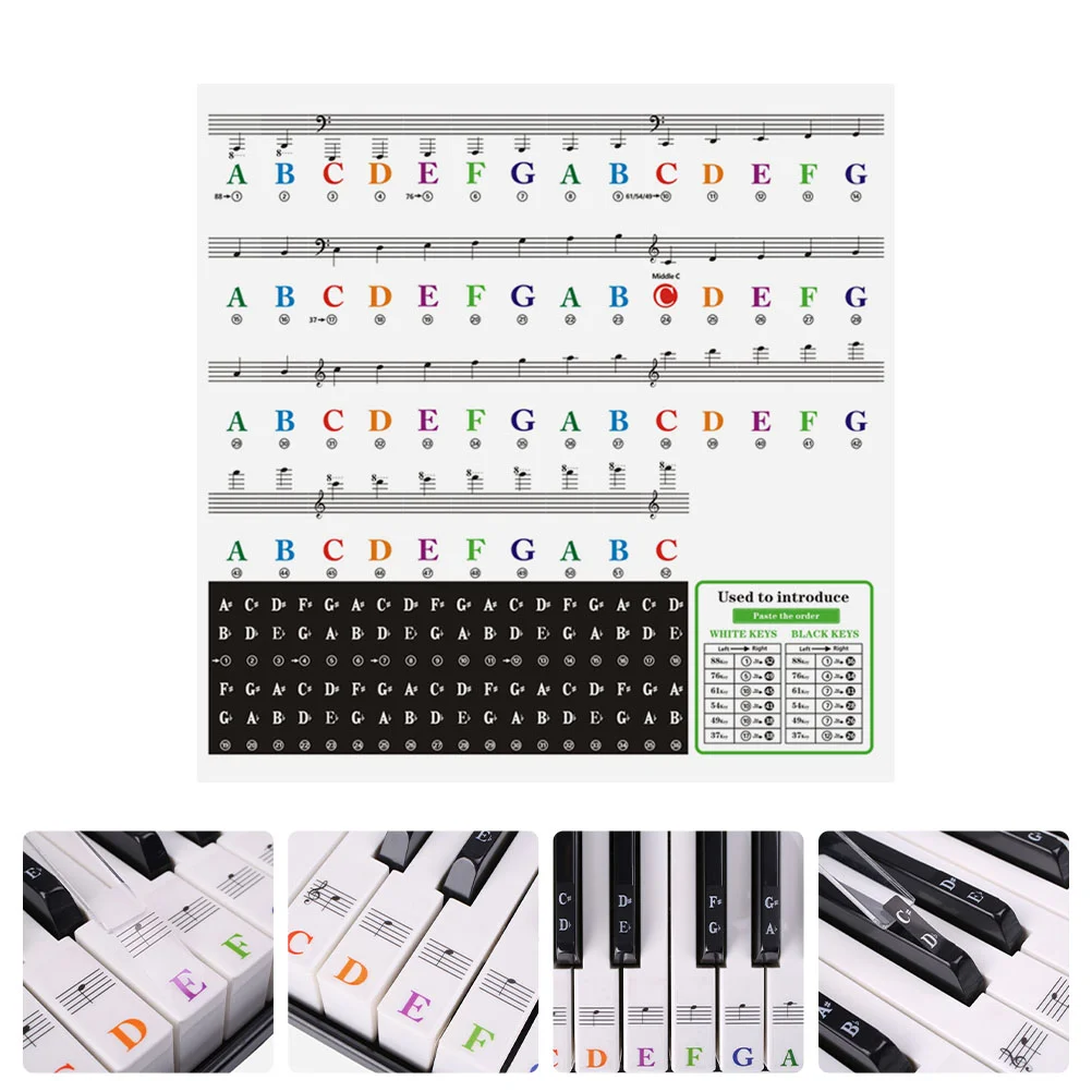 Piano Stickers Keyboard Note Key Decals Sticker Beginner Label Letter Accessories Music