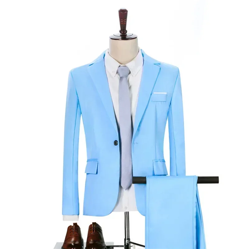 Men's Two-piece Business Suit Spring Summer Fashion Casual Suit Korean Version Slim Suit Trend Wedding Suits for Men