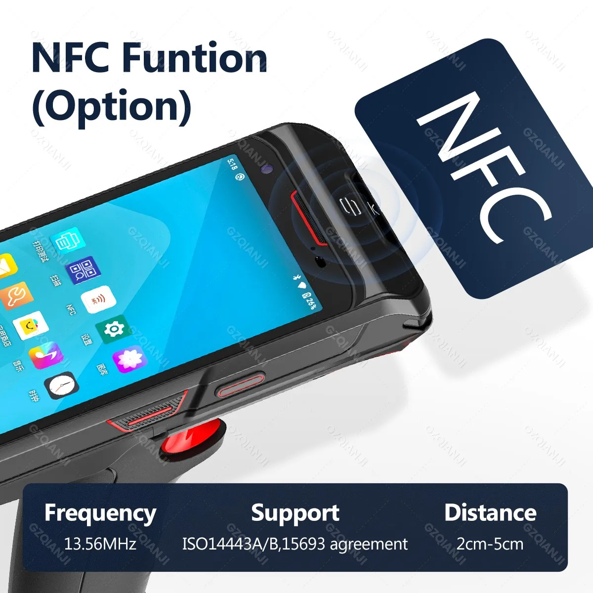 Warehouse PDA Android 13 OS 4G RAM 64G ROM with Pistol Grip 1D&2D Barcode Scanner Handheld Data Collector Terminal UHF Optional