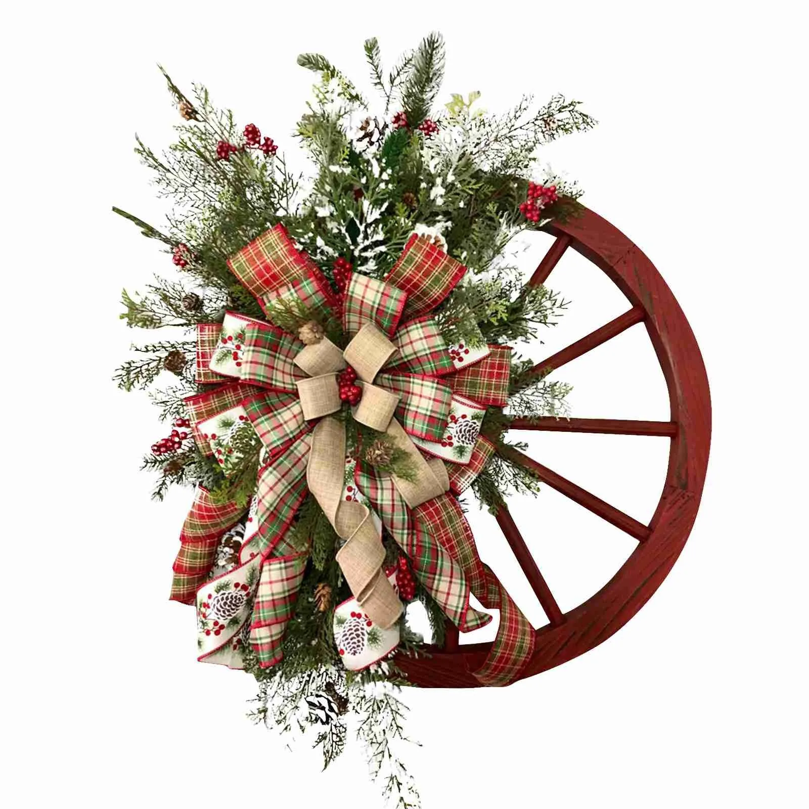 

Winter Wreath Farmhouse Wagon Wheel Christmas Door Front Aesthetic Decoration Wreath Home Decoration Accessories Decoración