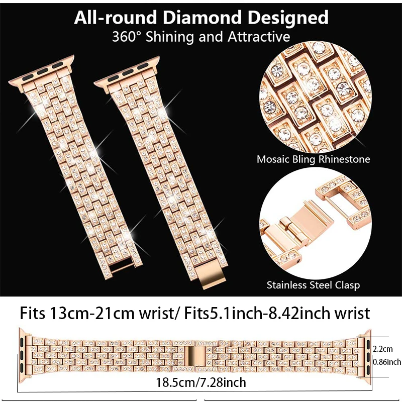 Elegant Diamond Stainless Steel Link Bracelet