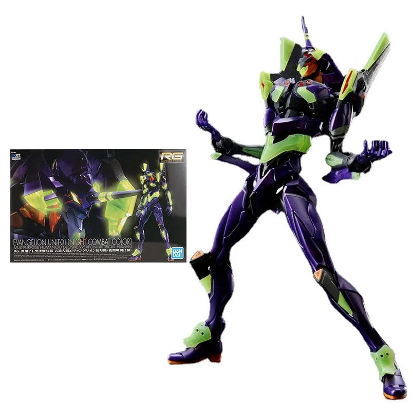 Bandai Evangelion Anime Figure Rg Eva Evanglion Unit-01 Night Combat Color Genuine Model Anime Action Figure Toys For Children