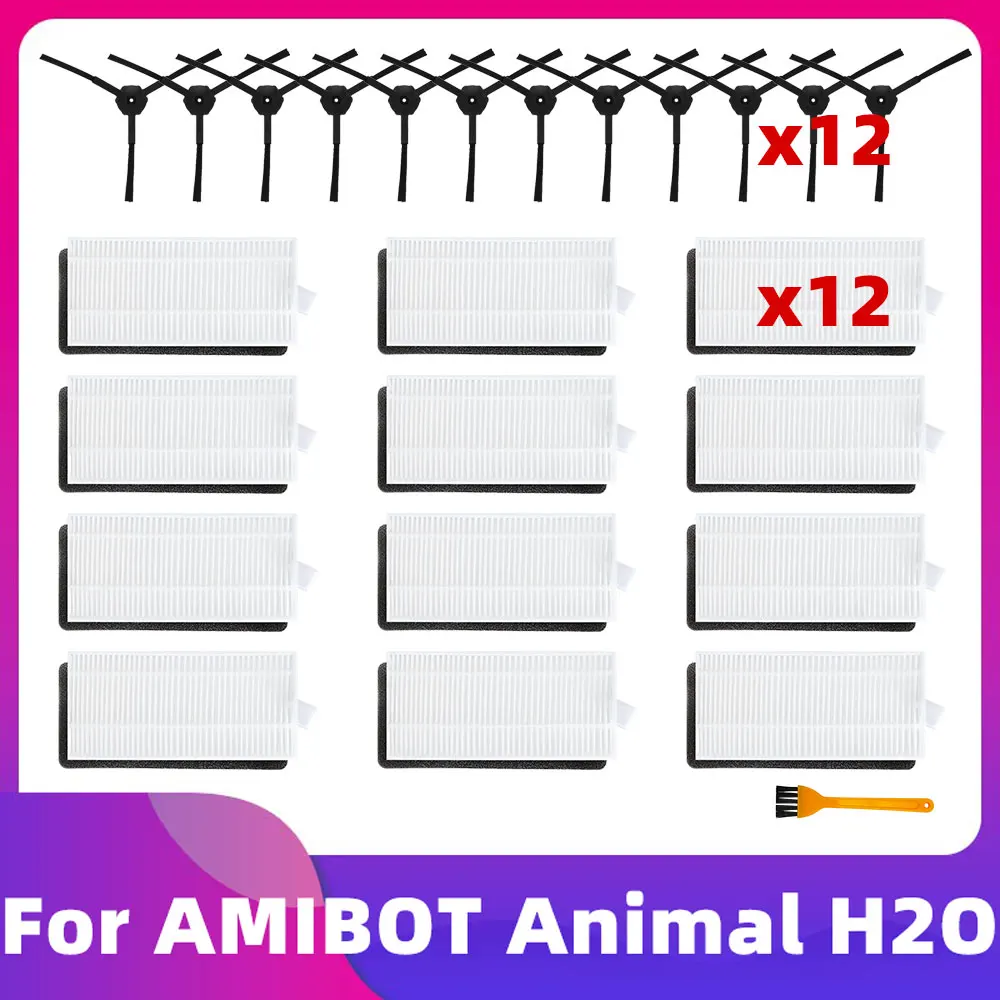 Set 4 Panni Microfibra Per Aspirapolvere Robot AMIBOT Spirit/Animal H2O + Spazzola Inclusa - 4