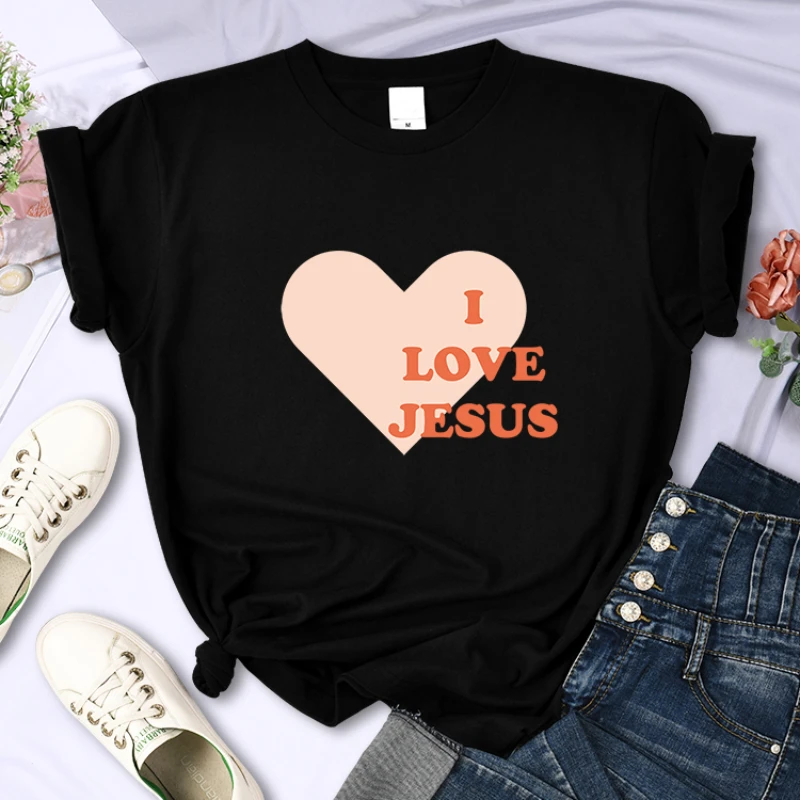 YUYIN женская футбольная рубашка в повседневном стиле с круглым вырезом и принтом «Иисус любит тебя»