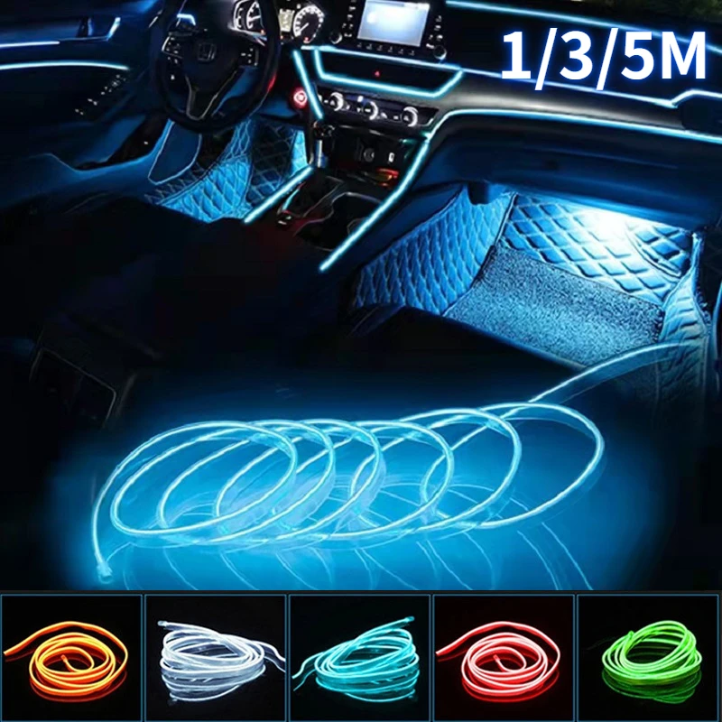 

Automobile Atmosphere Lamp Car Interior Lighting LED Strip Decoration Garland Wire Rope Tube Line Flexible Neon Light USB Drive