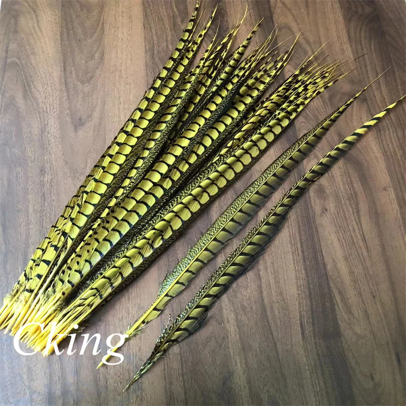 25PCS/Lot  Dyed Yellow Lady Amherst Pheasant Feather 70-75CM Long Pheasant Side Tails Feathers Plume For Carnival Decorations