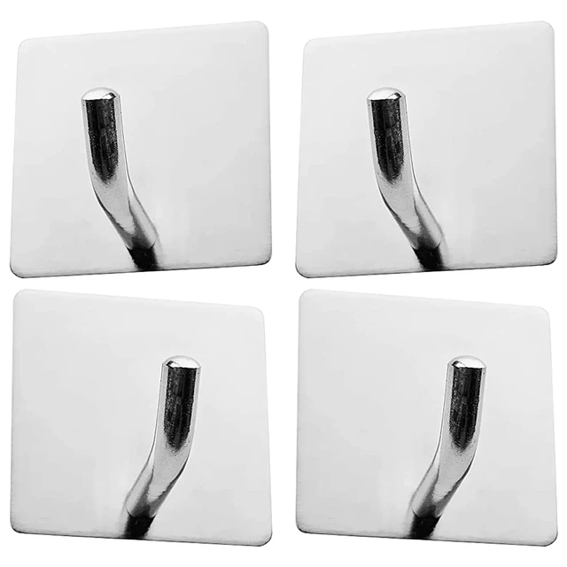 4Db Ragasztóhorog 304 Rozsdamentes Acél Fali Törülköző Hook Heavy Horce Coat Kötélhorog Vízálló Fürdőszoba Horog Nincs Fúrási Kalap