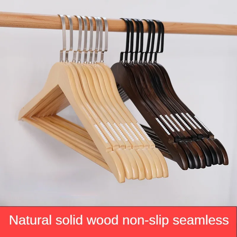 

Wooden Hangers with Notches, Non-slip Metal Hook, Extra-Wide, Solid Wood, Adult Clothes, 5, 10, 20Pcs Set