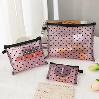 1Pcs Hot Mini Transparent Heart Makeup Bag Women Portable Lipsticks Cosmetic Storage Pouch Ins Clear Ctue Small Make Up Bag 3