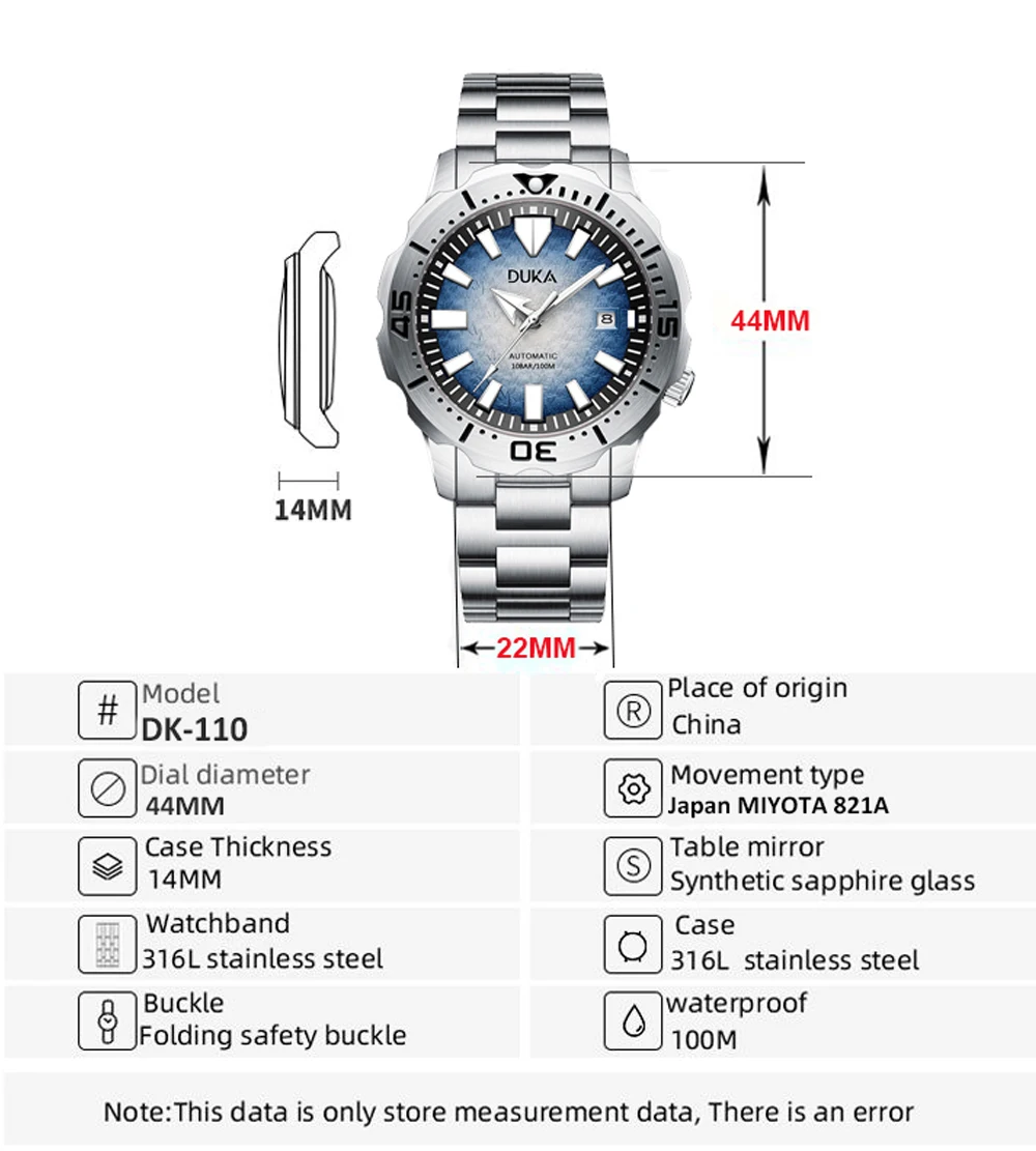 DUKA Top Brand Luxury Ceramic Dial Sapphire Mechanical Watch For Mens Watches Self-Winding Stainless Steel 100M Waterproof 2023