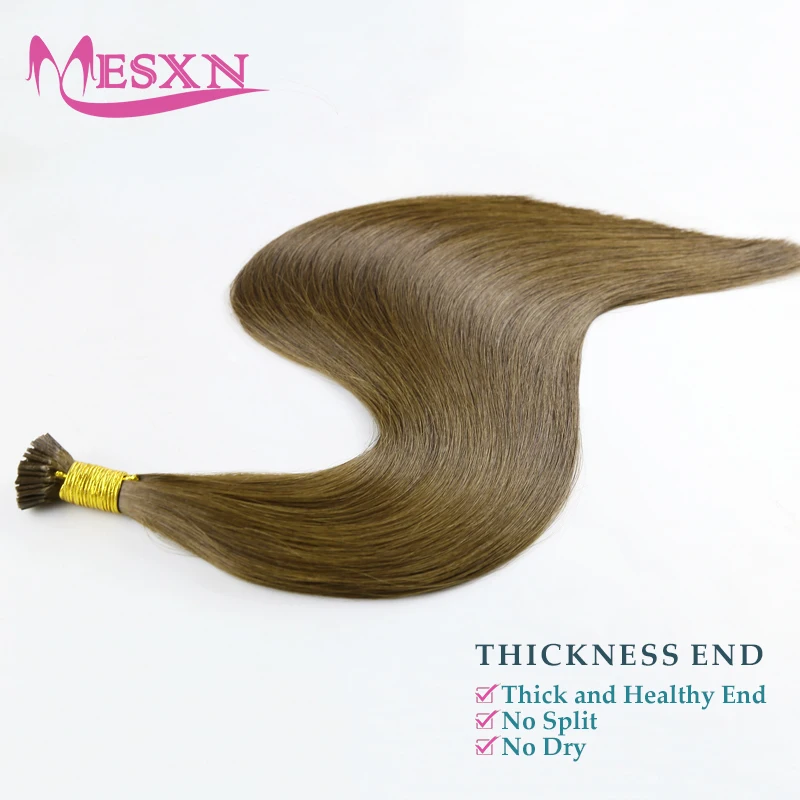MESXN Virgin Hair Straight I Tip Hair Extensions Natural Real Human Fusion Keratin Capsule Brown Blonde Color TOP Quality