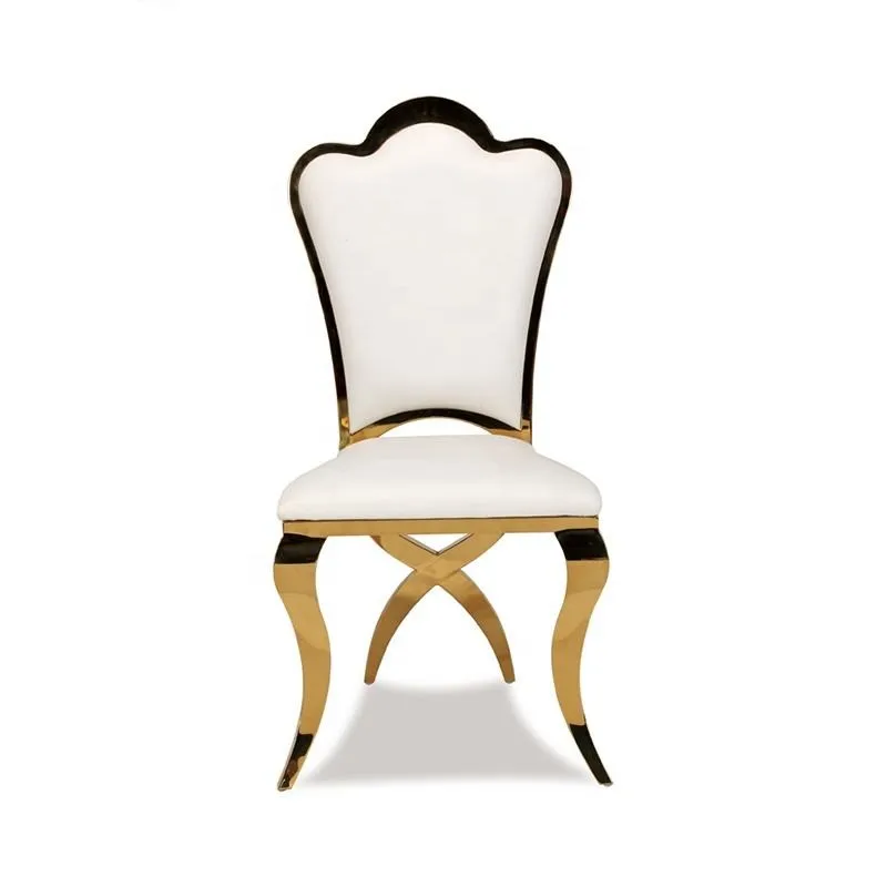 

Wholesale luxury gold stainless steel dining chair hotel wedding party furniture