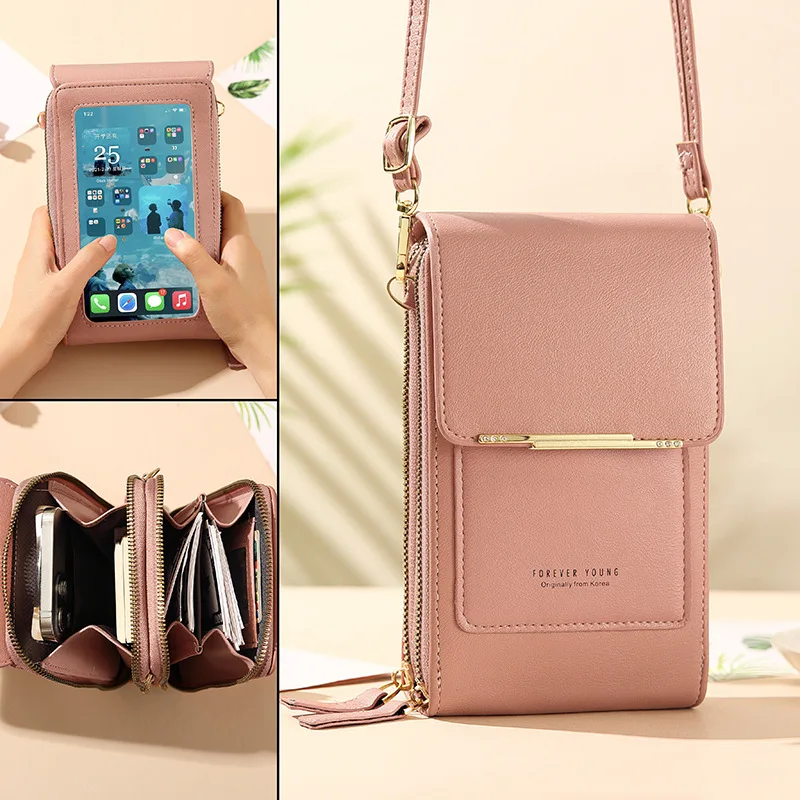 

Women Bags Soft Leather Wallets Touch Screen Cell Phone Purse Crossbody Shoulder Strap Handbag for Female Cheap Women's Bags