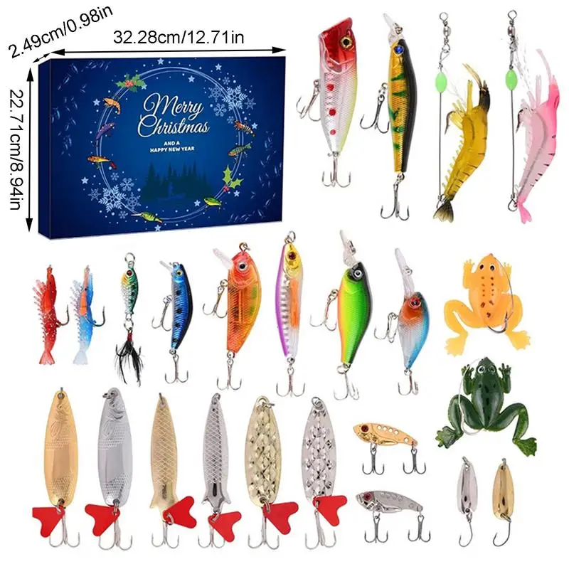 Christmas Advent Calendar Fishing Advent Calendar Christmas Countdown Calendar 24 Days Christmas Advent Calendar Fishing Fish Bait for Gifts