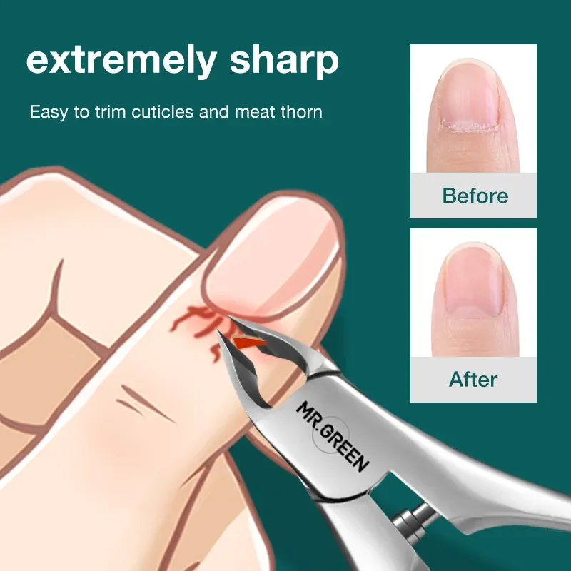 Cuticle Scissors MR.GREEN Cuticle Nippers Innovate Built-In Spring Clippers Trimmer Dead Skin Remover Manicure Beauty Tool