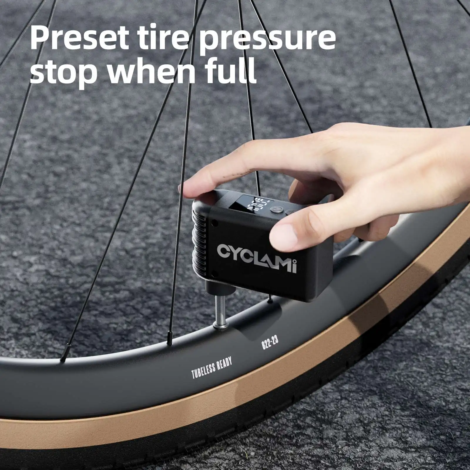 CYCLAMI Mini přenosná elektrická vzduchová pumpa Schrader Presta Rychlá dobíjecí hustilka pneumatik - Image 3