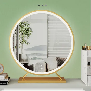 กระจก LED ทรงกลมขนาดใหญ่ 40 ซม. กระจกห้องน้ำอัจฉริยะทรงกลม กระจกแต่งหน้าสำหรับห้องนอนหญิง กระจกห้องน้ำ 1