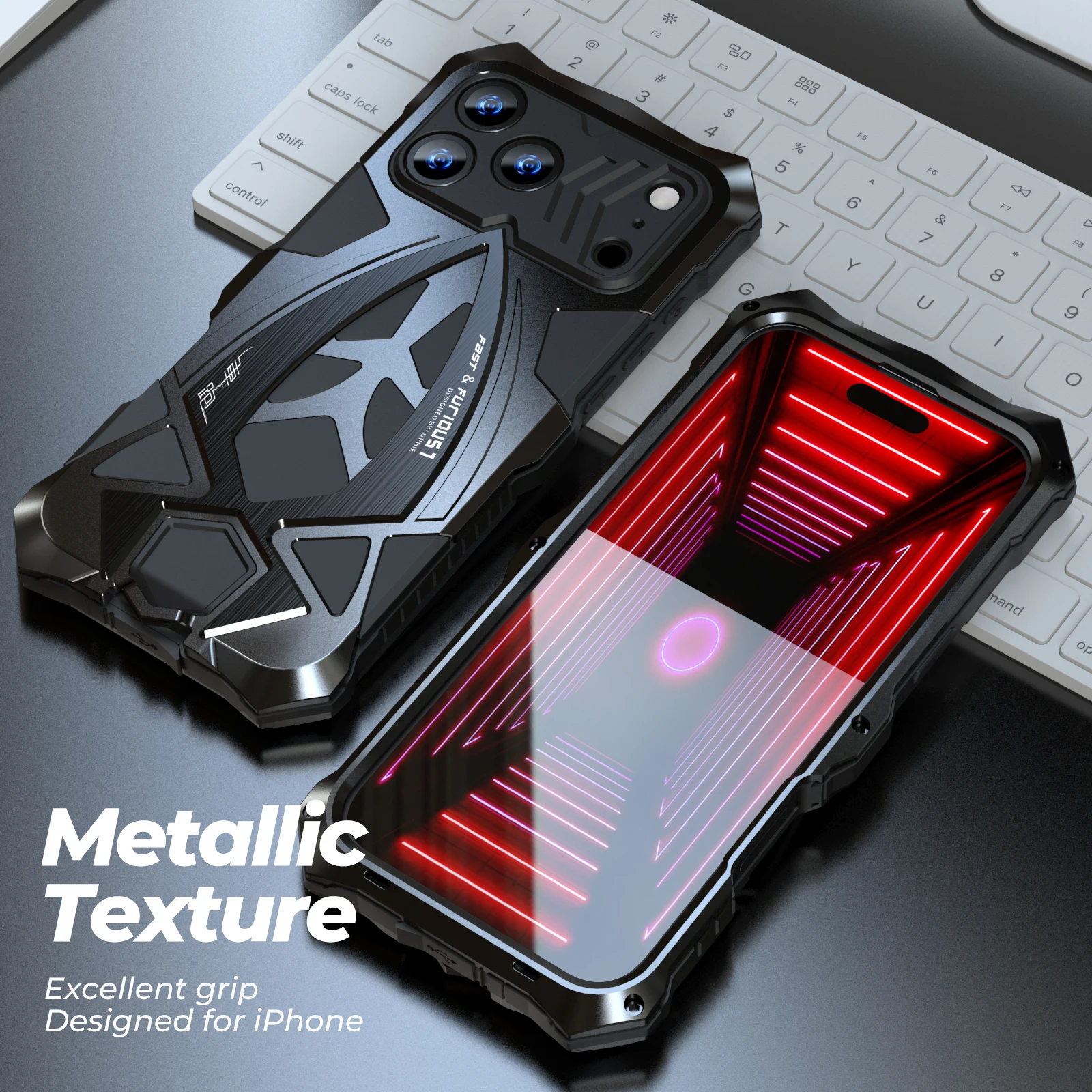 Luphie Rugged Armor Shockproof Phone Case - Metal and TPU Bumper Shell, Net Weight 120g