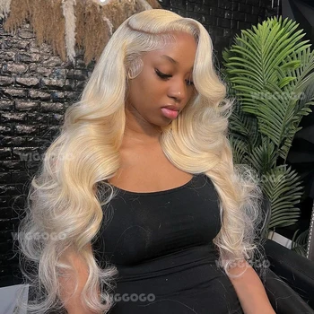 613 Human Hair Wig 13X6 Body Wave Blonde Hd Lace Frontal Wig Preplucked 13X4 Transparent Lace Front Wigs For Women 30 38 Inch 1