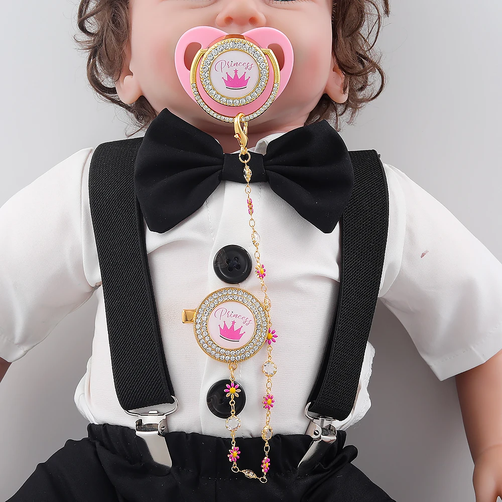 Gold Pacifier Luxury Baby Gift Dummy Nipple Teethers Appease Toy Toddler Pacy Orthodontic Teat Infant Christmas Gift Chupete 2