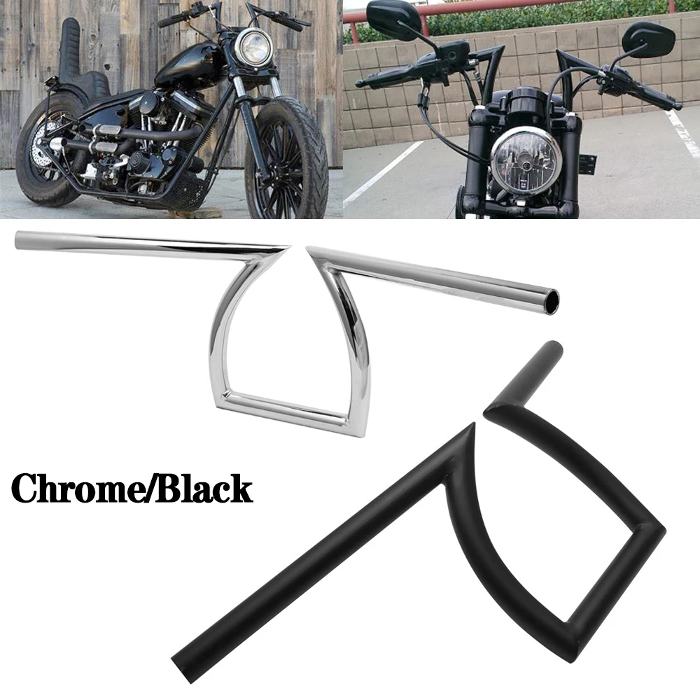Motorcycle 7/8" Handlebars Z Bar Drag Bars For Yamaha Suzuki Honda Harley Black @25-in Handlebar - Foto 4