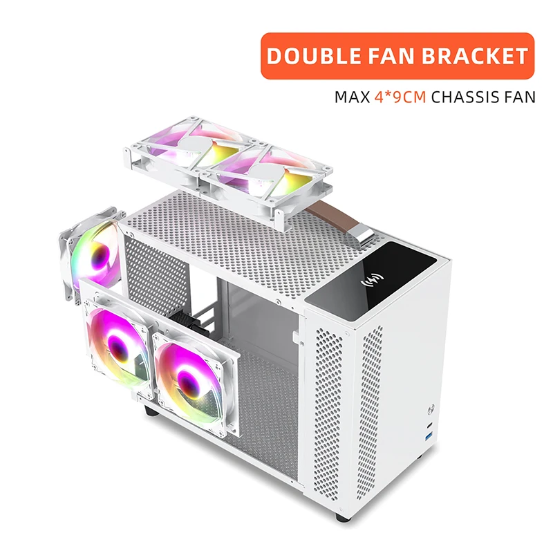 Caixa de Computador de Alumínio com Carga sem Fio Gaming pc Chassis M-atx Mini-itx Sfx Psu Radiador 135 mm Metalfish-s1 - Imagem 4