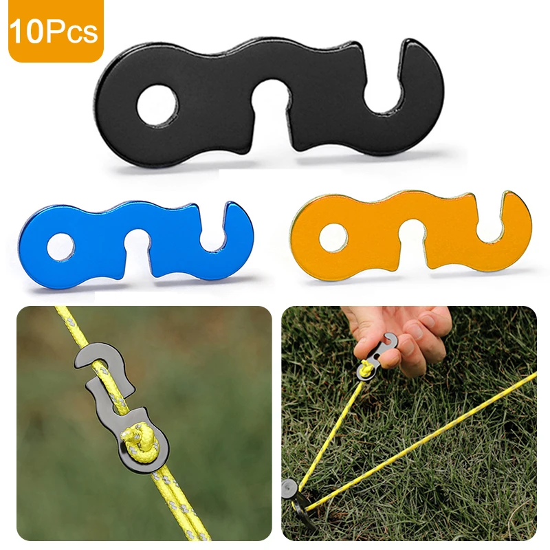 10pcs Adjustable Camping Tent Cord Rope Buckle S Type Tensioners