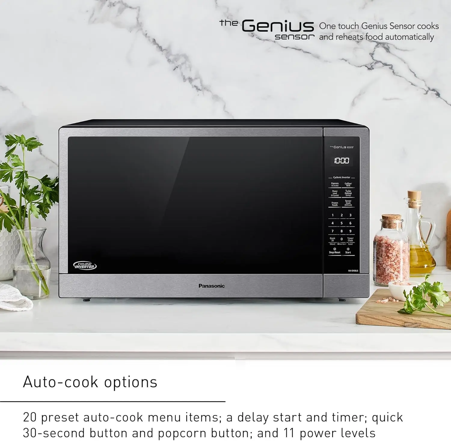 NN-SN98JS Microwave Oven Countertop 2.2 Cft Stainless Steel Panasonic Countertop Microwave Oven with Cyclonic Inverter 5