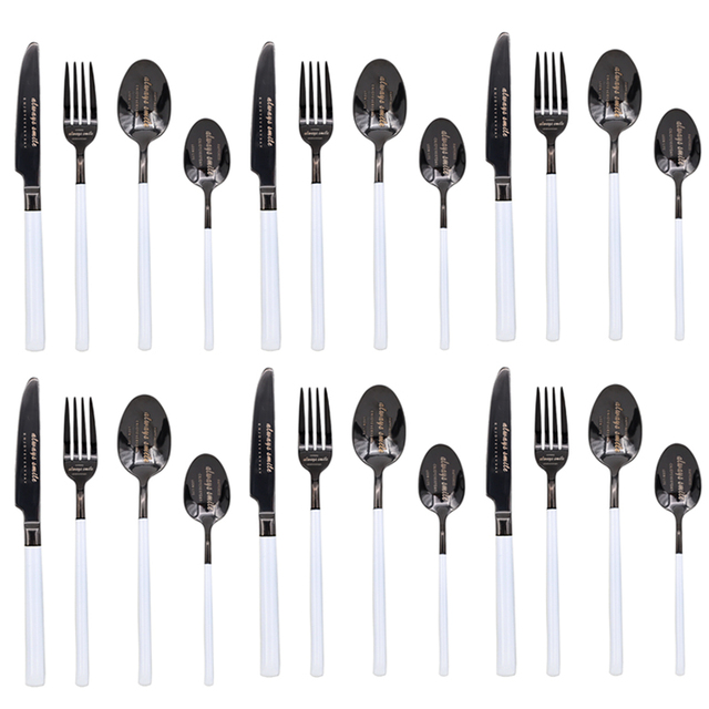 16 24/Pcs Nordic Dinnerware Dining Table Set Stainless Steel Cutlery Set Fork Spoon Knife Sets Chopsticks Silverware Gift Sets
