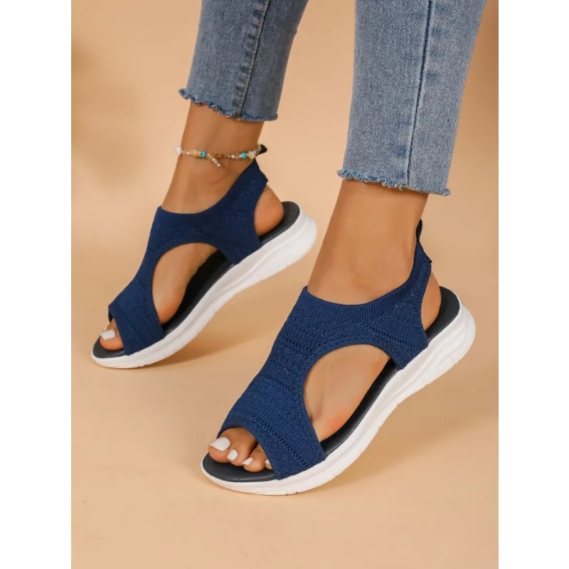 2024 Summer New Platform Sandals for Women Leisure Sport Lightweight Wedge Heeled Diamondback Flying Woven Roman Women Sandals