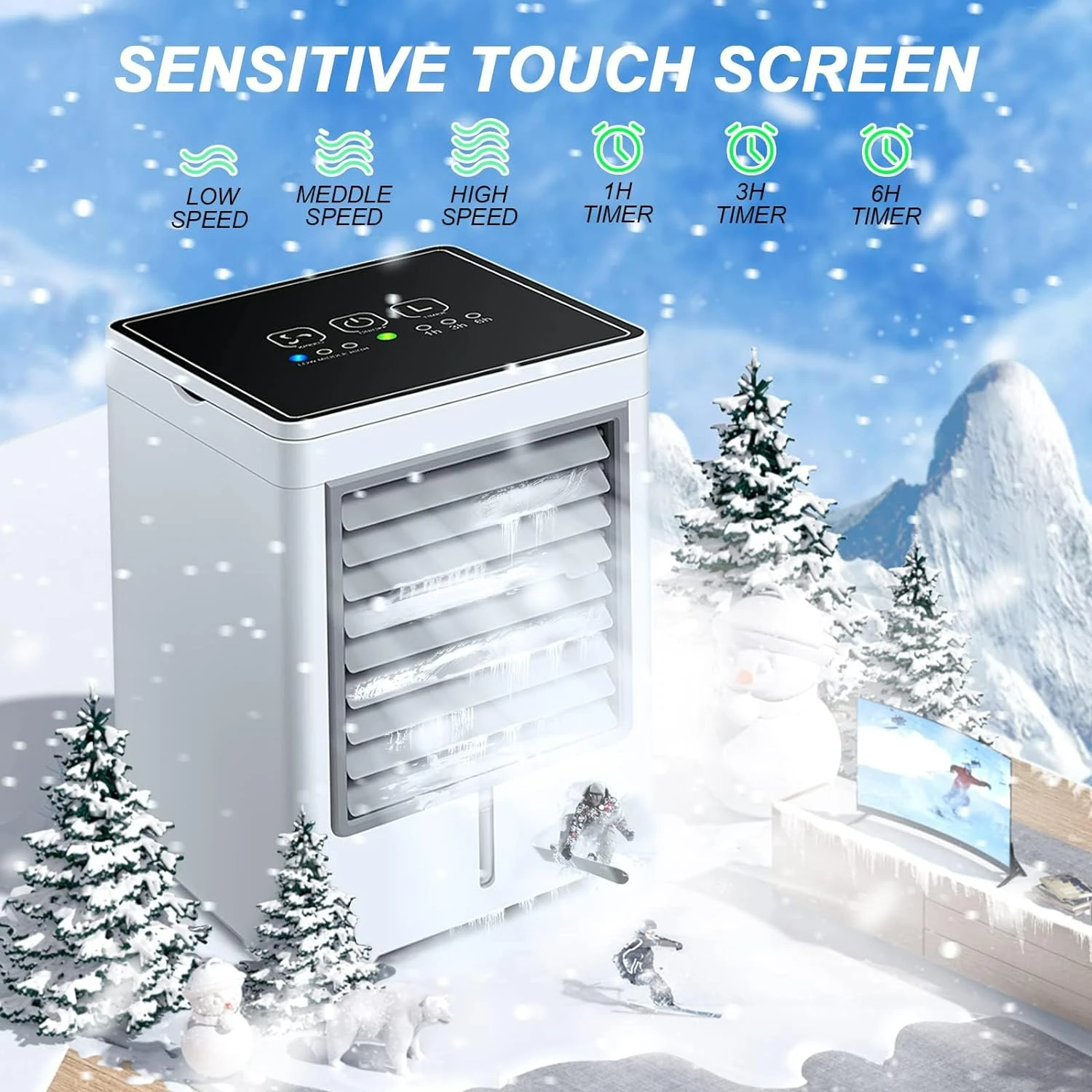 Stay cool and refreshed all day long with this portable and customizable air cooler-Enjoy maximum comfort relaxation at ho