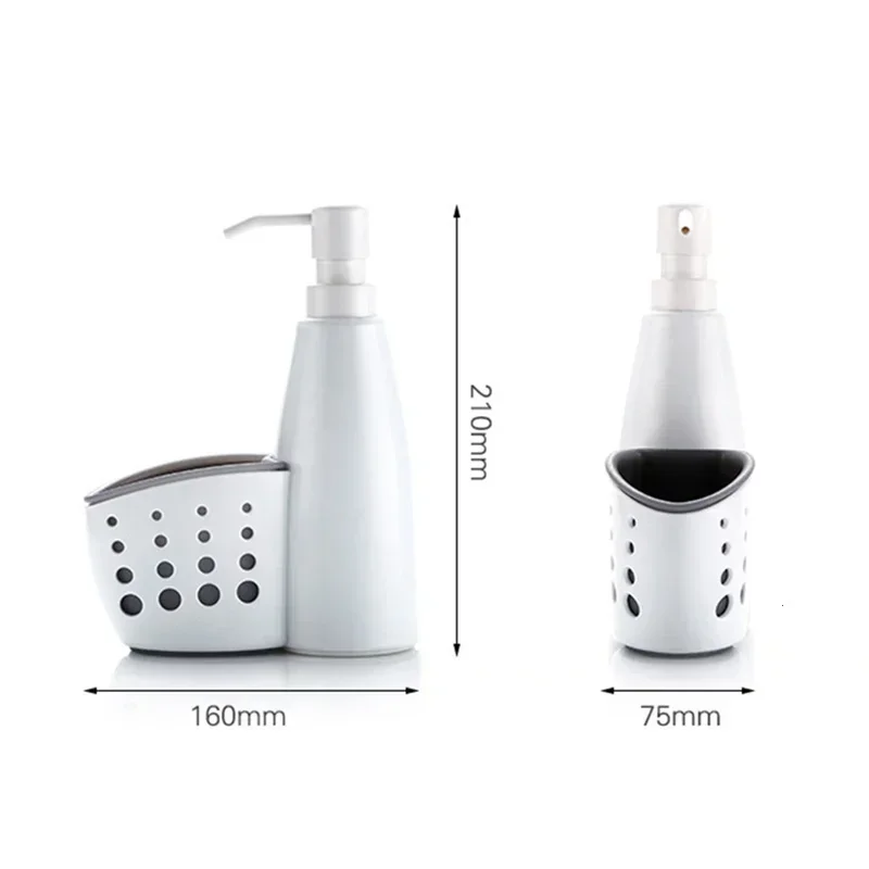 Two-in-one Soap Dispenser Sundries Storage Box Multi-function Liquid Detergent Container Sponge Drain Rack Household Tools
