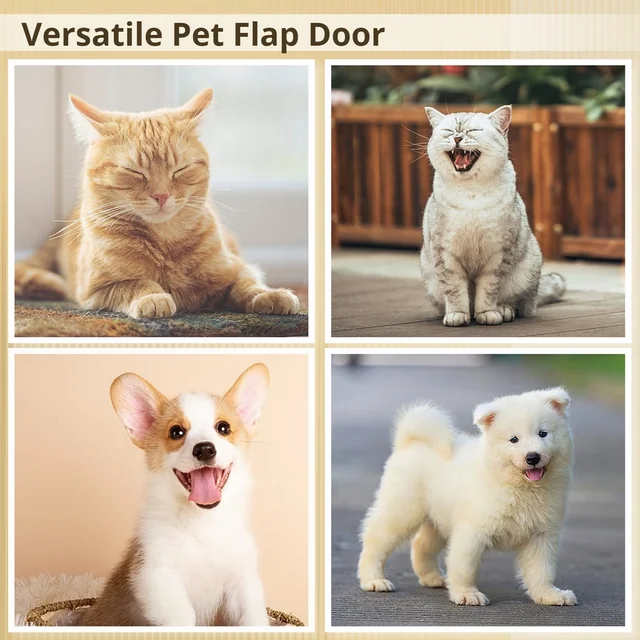 Cat Door Flap 4 Way Locking Cat Door For Interior Exterior Doors Large Pet Door For Cats Small Dogs Outer Size 9.84 x 9.25in 6