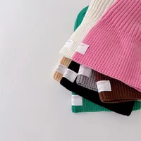 Knitted Baby Hat Hooded Scarf Warm Solid Color One Piece Scarf Winter Kids Toddler Boys Girls Hats 6