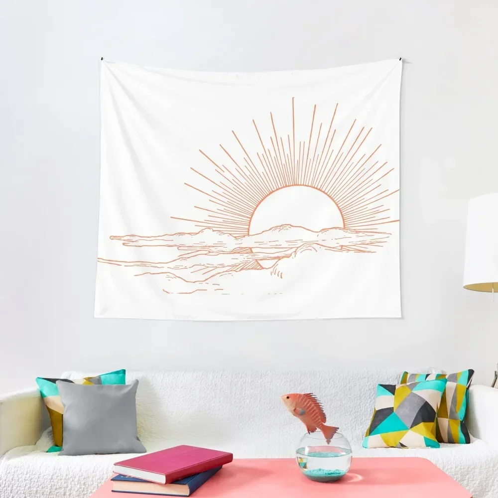 

Coral Sunny Clouds Tapestry Room Aesthetic Cute Room Decor Wall Mural Tapestry