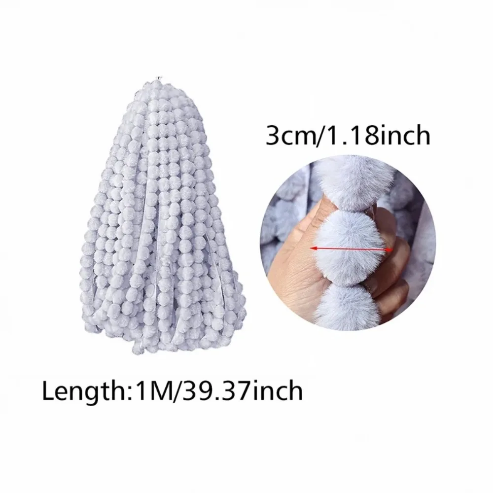 New 1M Faux Rabbit Fur Hairball Ribbon Cuff Plush Strip Handmade Wool Tops Stage Costume Artificial Fur Stripe Decoration