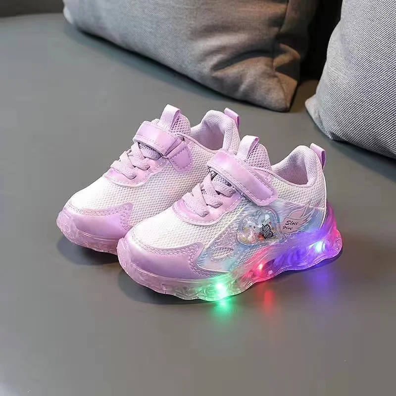 2023 Girls New Lovely Pink Cartoon Sneaker Children Lightweight Spring Mesh  LED Luminous Sports Shoes Winter Warm Light UP Shoes - AliExpress