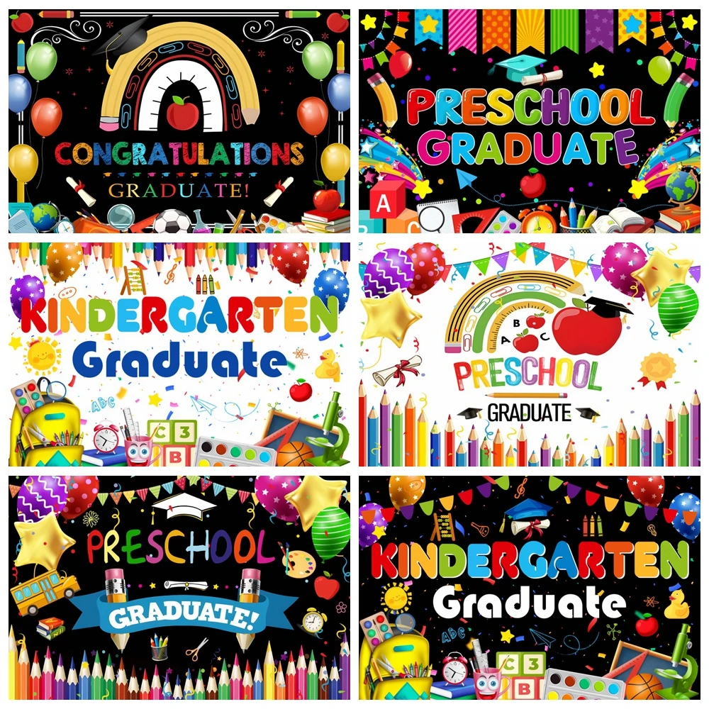 

Preschool Kindergarten Graduation Backdrop 2024 Congrats Grad Graduate Ceremony Prom Party Photography Background Photo Props