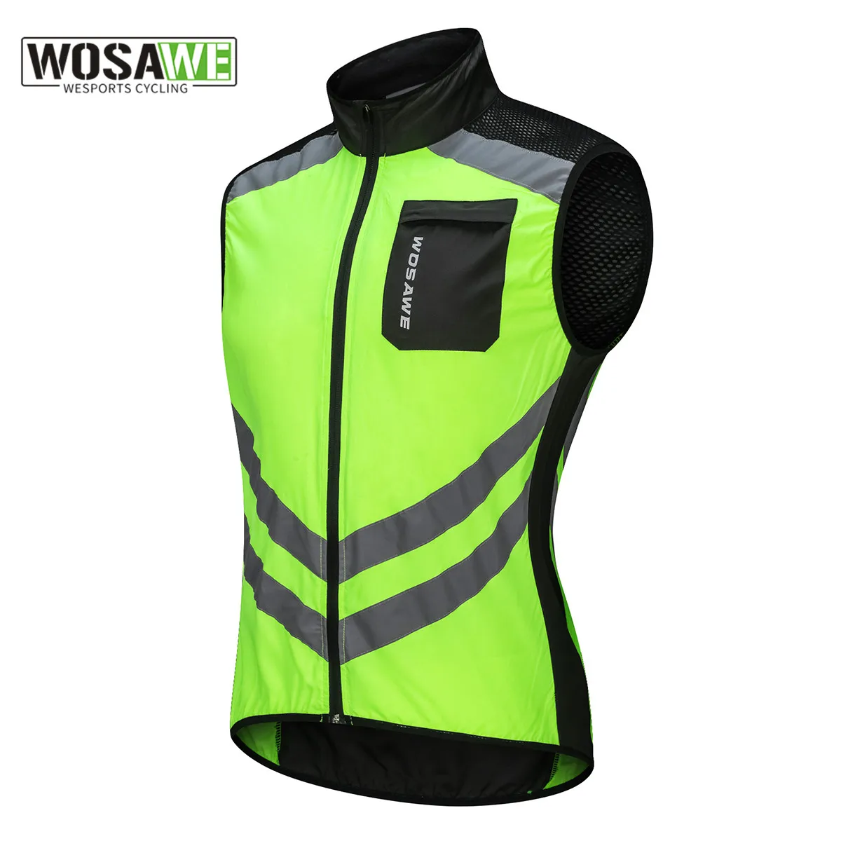 WOSAWEReflectiveCyclingVestsSleevelessWindproofSportsCiclismo