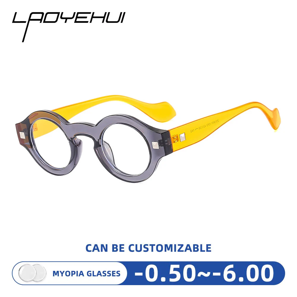 Retro Myopie Brille für Frauen kleine runde Glas rahmen Männer Anti blaue Strahlen optisches Rezept anpassbare Lesebrille