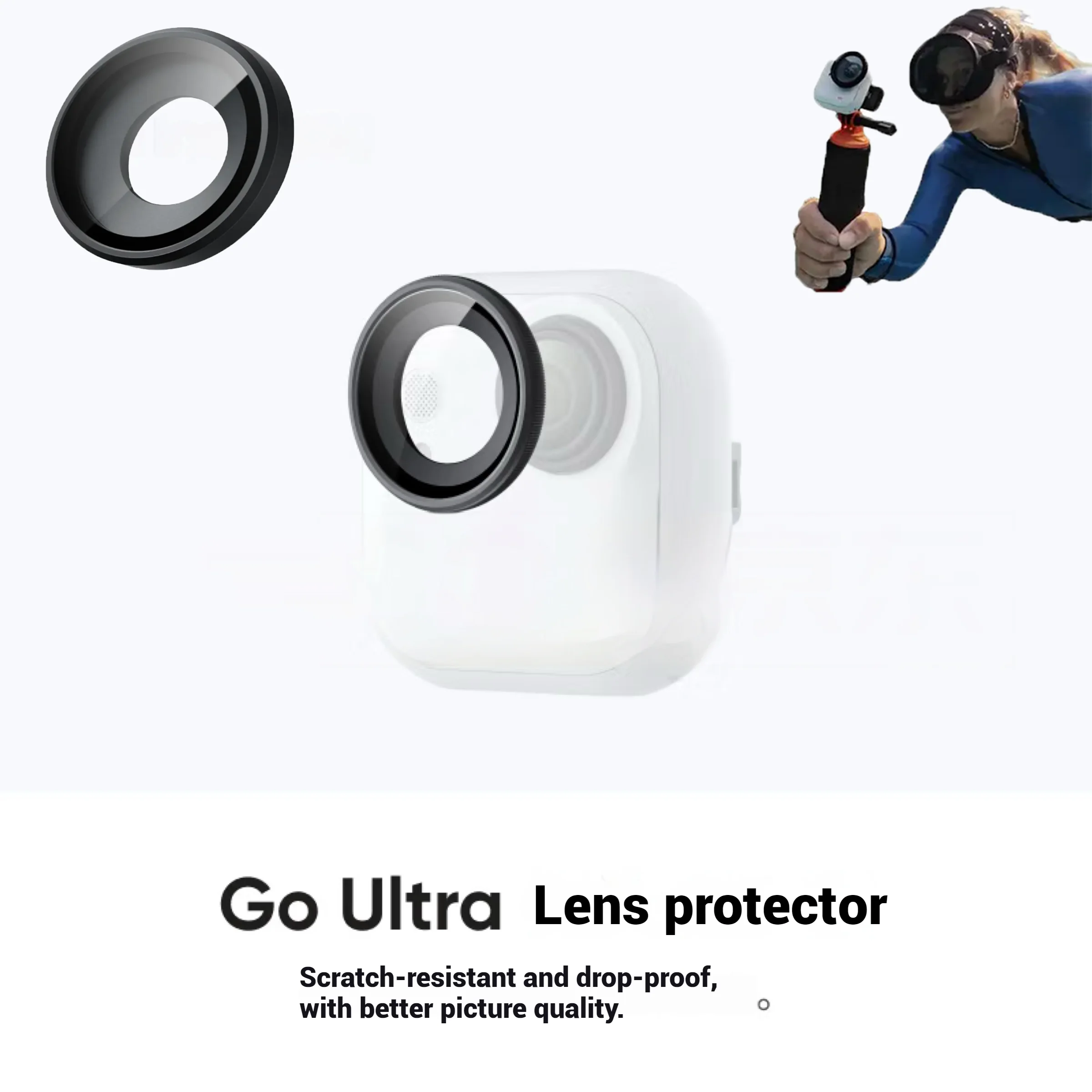 Protezione Obiettivo Subacquea HD Per Insta360 GO Ultra - Vetro Ottico, Anti-appannamento, Facile Montaggio