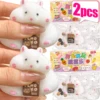 2PCS Cartoon Flocking Hamster Pinching Toys Silicone Fluid Slow Rebound Animal Dumplings Children Decompression Finger Toys 1