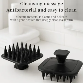 Spazzola Massaggiante per Cuoio Capelluto in Silicone, Manico Antiscivolo, Esfoliante per Doccia, Adatta per Tutti i Tipi di Capelli