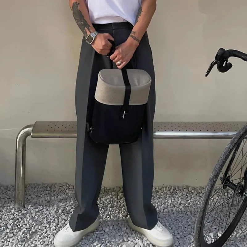 Gray Suit Pants Men Fashion Business Society Mens Dress Pants Korean Loose Straight Pants Mens Office Formal Trousers M-2XL 2