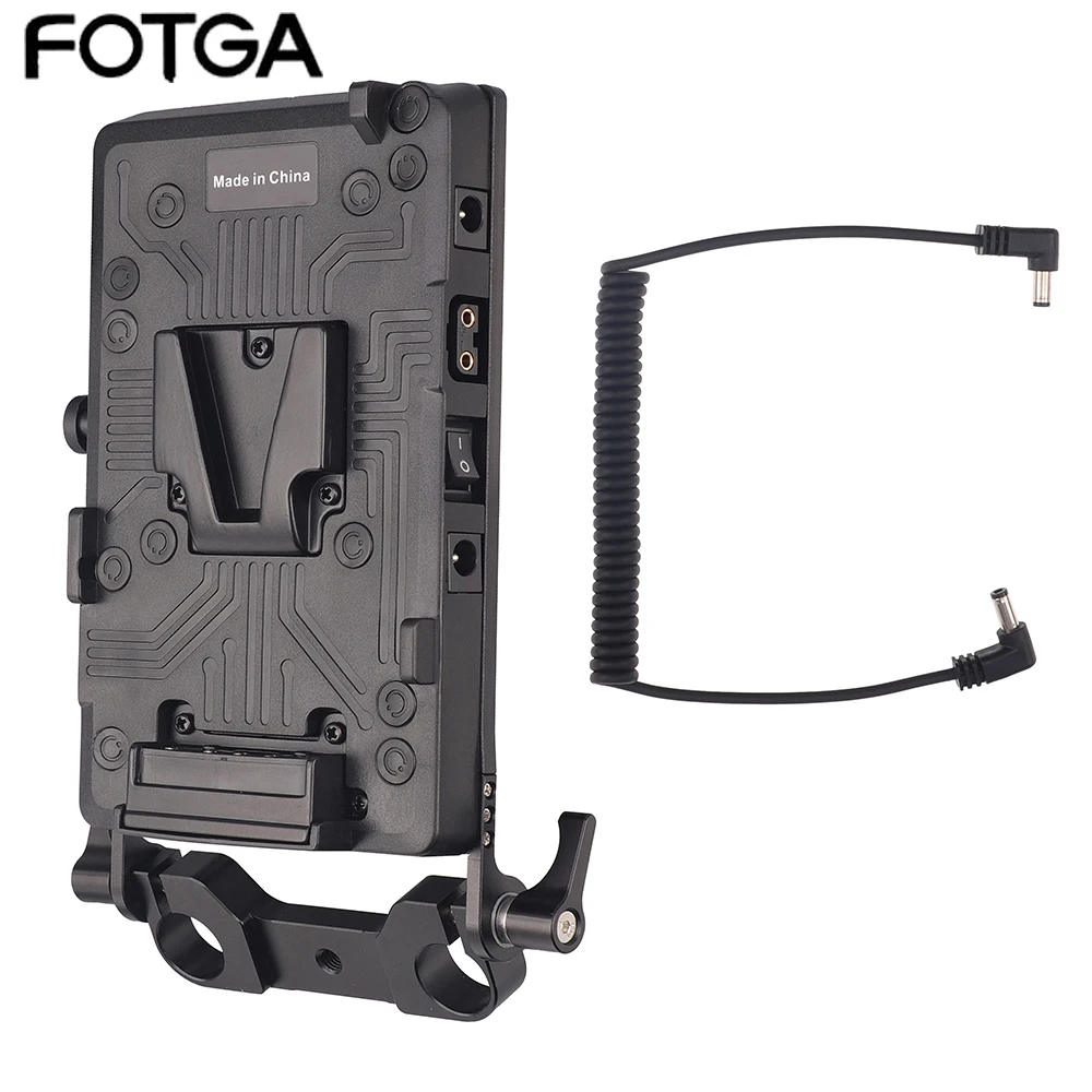 Fotga V Mount Adattatore Per Piastra Batteria V Lock Batteria Ricarica Rapida Morsetto Per Asta Da 15Mm Braccio Regolabile D-Tap Per Broadcast Slr Hd 