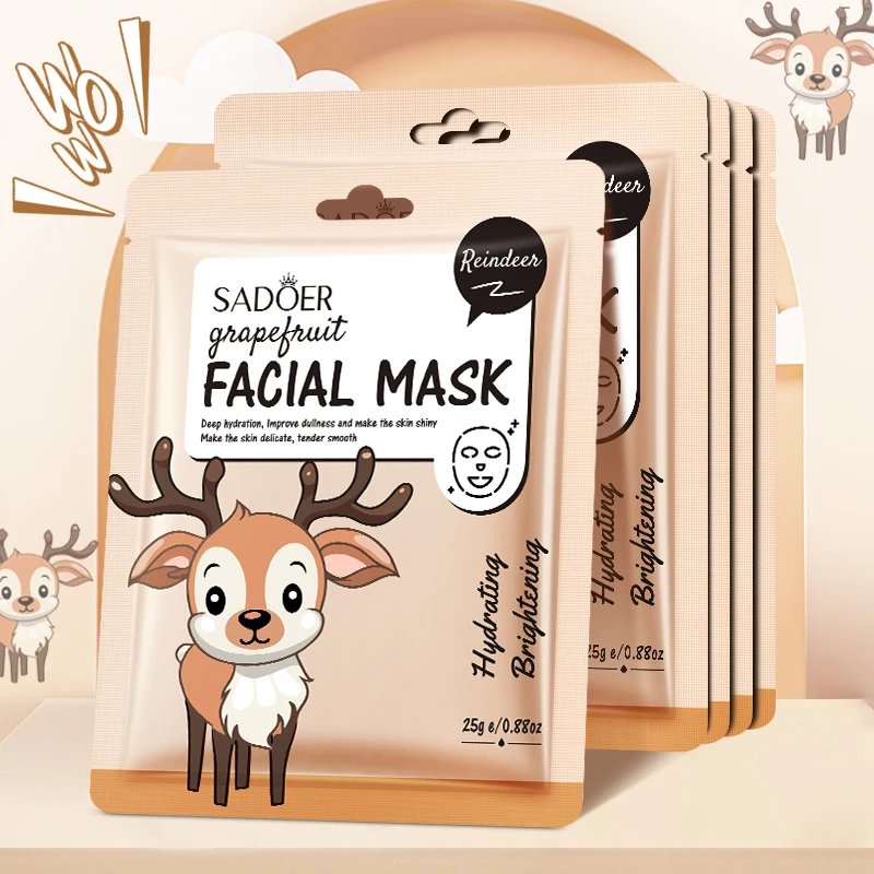 SADOER Cute Cartoon grapefruit Facial Masks Whitening Anti-aging Anti Wrinkles Moisturizing Face Mask for Facial Skin Care