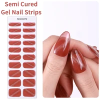 20tips Shiny Semi-Cured Gel Nail Strips Cat Eye Gradient Nail Art Sticker Press on Nails Gel UV Wraps for Manicure Decoration 2