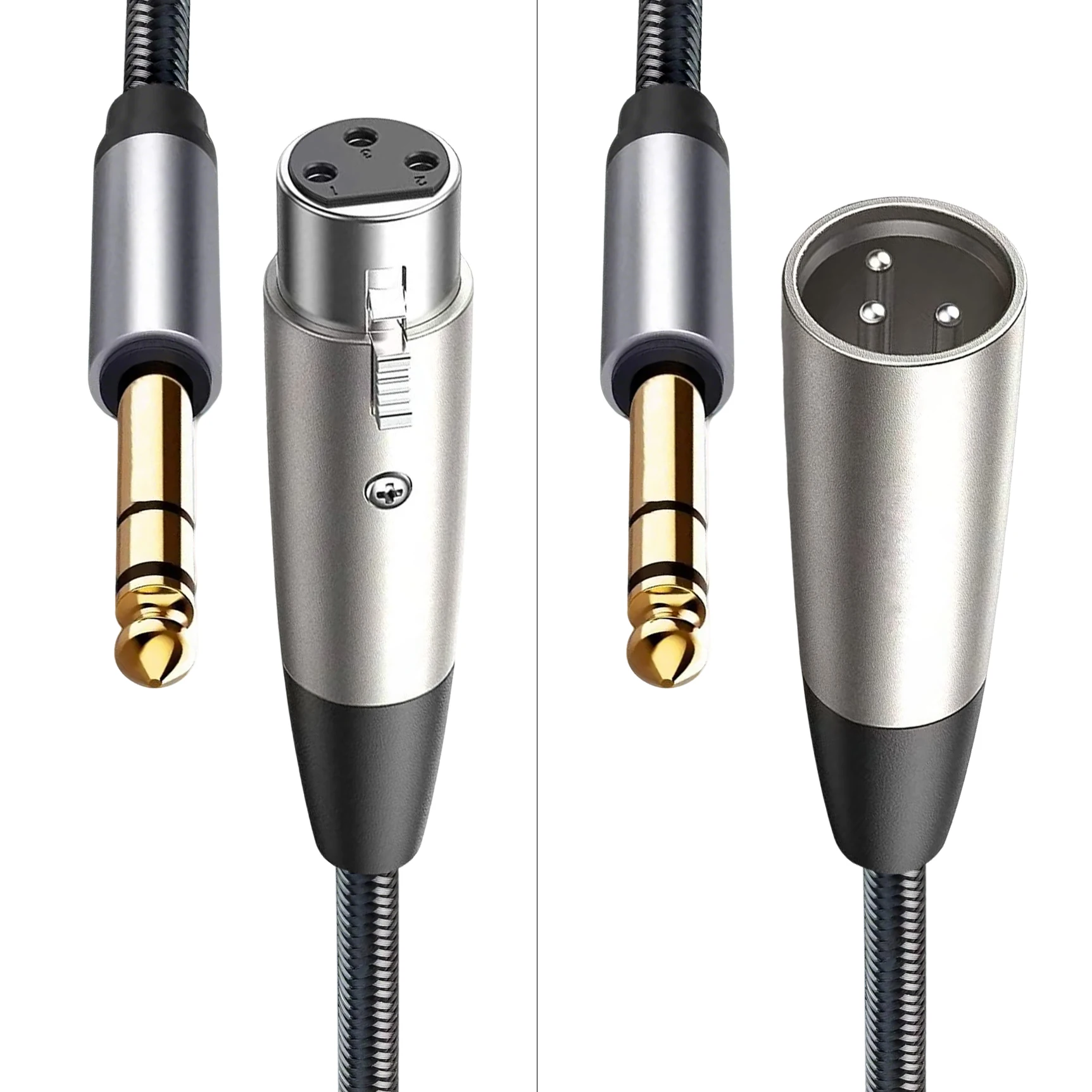 Premium Braided Audio Cable: 1/4 Inch TRS to XLR 3-Pin for Guitar, Microphone, Speaker, Mixer