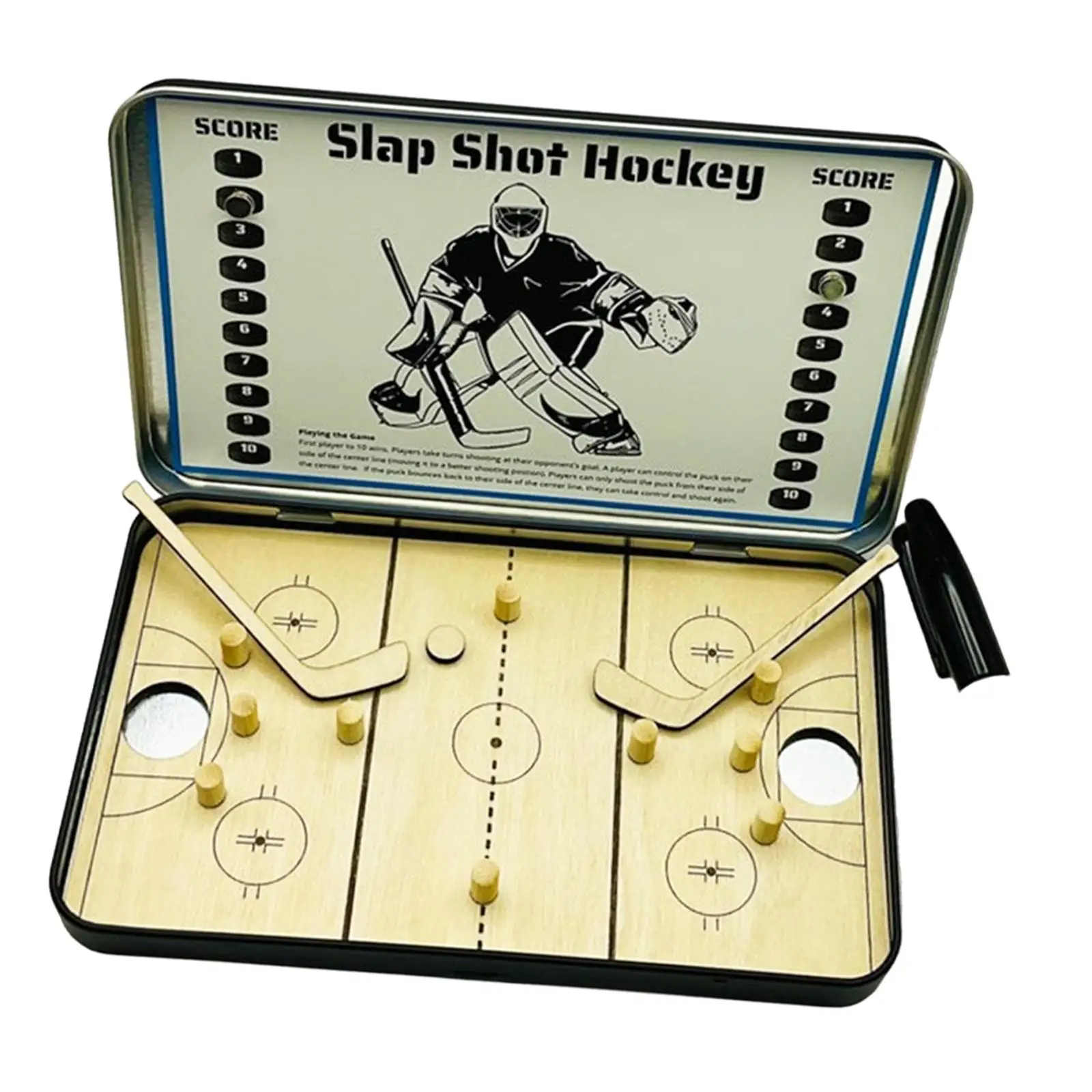 Mini Table Hockey Game 7 inch Compact Tabletop Air Hockey Game Family Game